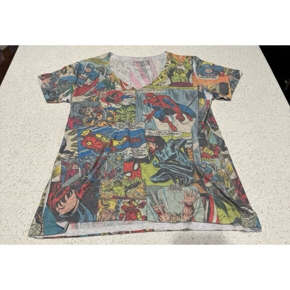 Marvel T- Shirt Womens XXL Comic Book Print Universal Studios Super Heros - Picture 1 of 3